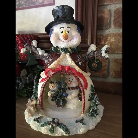 Rare Vintage Hand Painted Snowman Christmas Sculpture Collectible - Picture 1 of 7